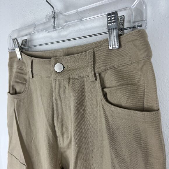 Brooklyn Karma Mikayla Cargo Pants Women Small 28 x 32 Taupe Khaki Pockets Wide - Picture 7 of 9
